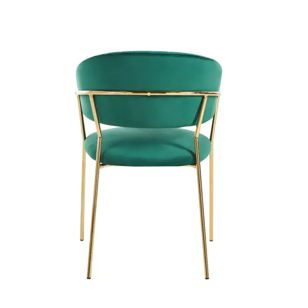Krzesło na złotych nogach tapicerowane zielone K4-ZA tył